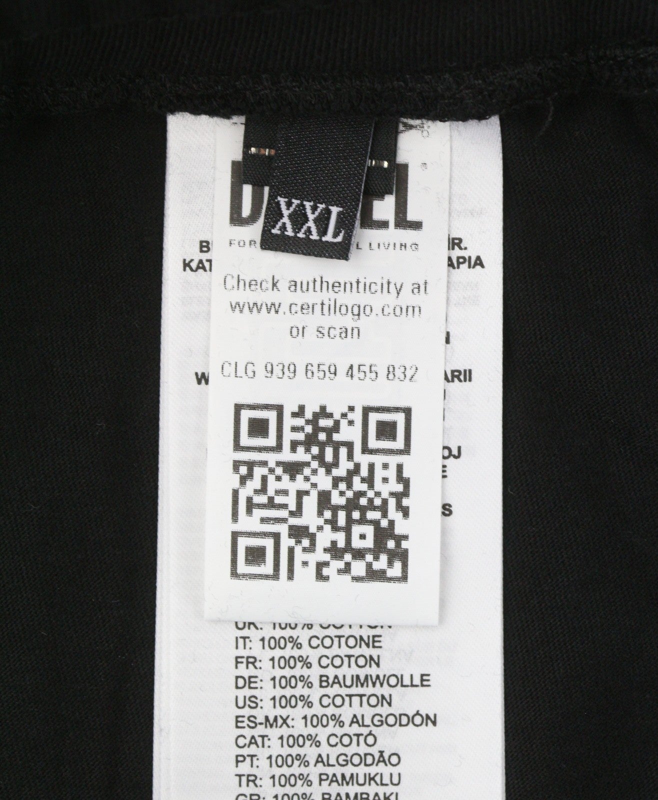 DIESEL P-Crown-Doval-PJ Men Shorts 2XL Black Loose Fit Elastic Waistband RRP125