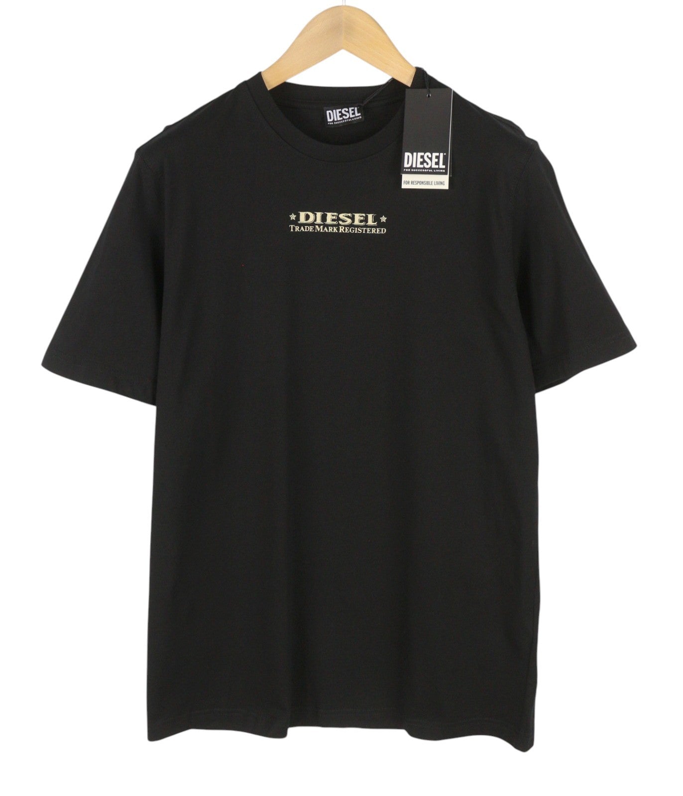 DIESEL T-Just-L4 Men T-Shirt XL Black Crew Neck Cotton Pull On Short Sleeve