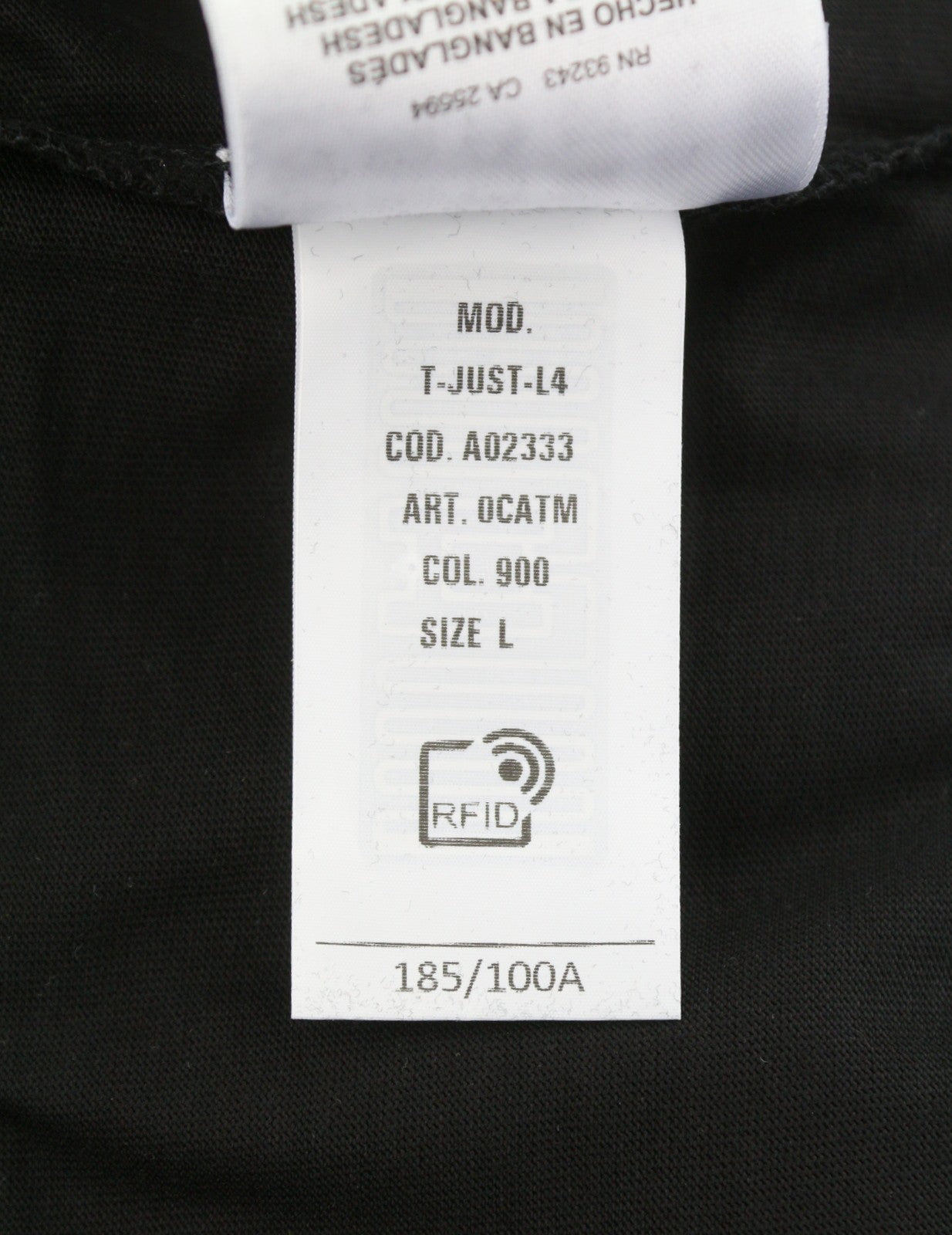 DIESEL T-Just-L4 Men T-Shirt L Black Crew Neck Cotton Pull On Short Sleeve