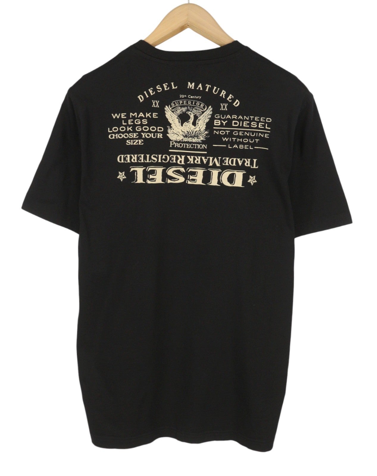 DIESEL T-Just-L4 Men T-Shirt L Black Crew Neck Cotton Pull On Short Sleeve