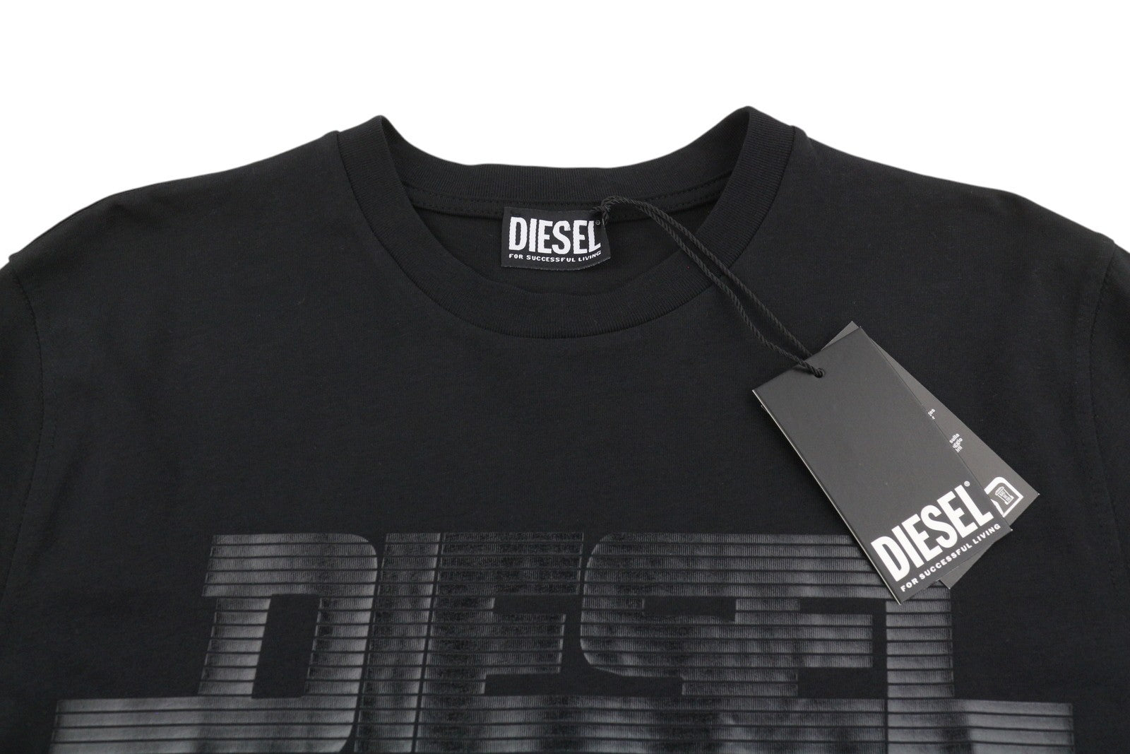 DIESEL T-Just 12-5 Men T-Shirt L Black Cotton Tricot Crew Neck Short Sleeve