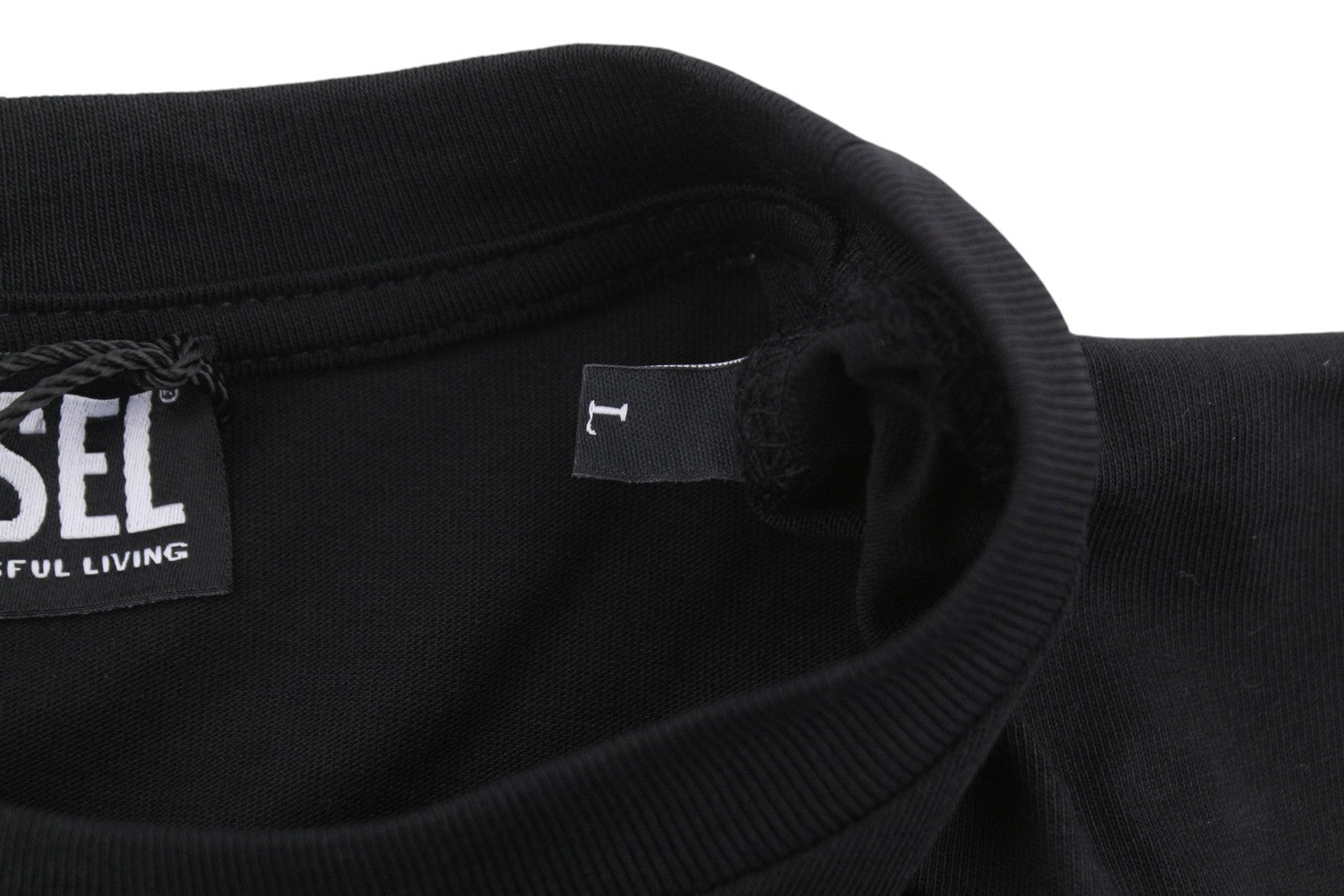 DIESEL T-Just 12-5 Men T-Shirt L Black Cotton Tricot Crew Neck Short Sleeve