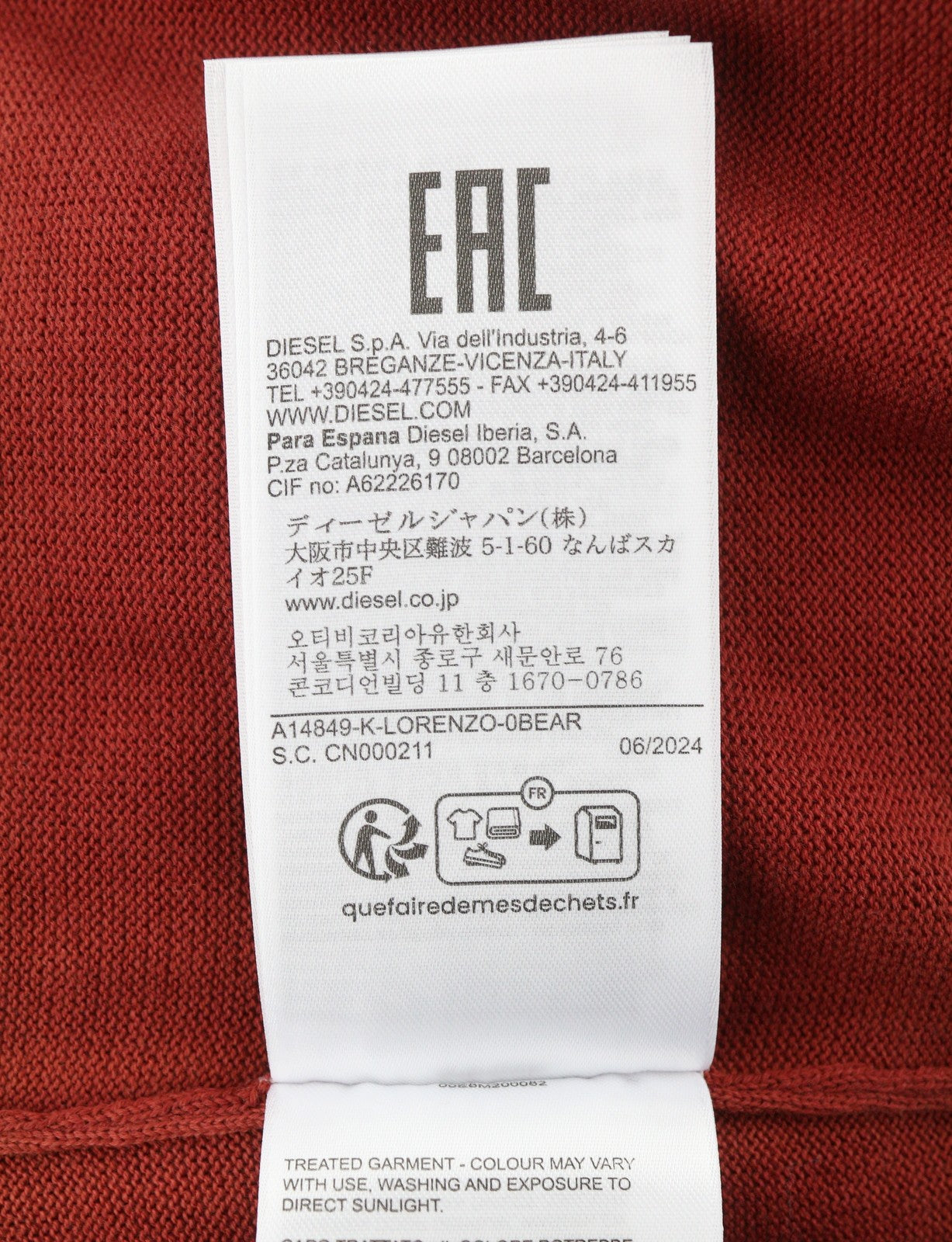 DIESEL K-Lorenzo Men Jumper XL Red Faded Cotton Knit Polo Pull On RRP250