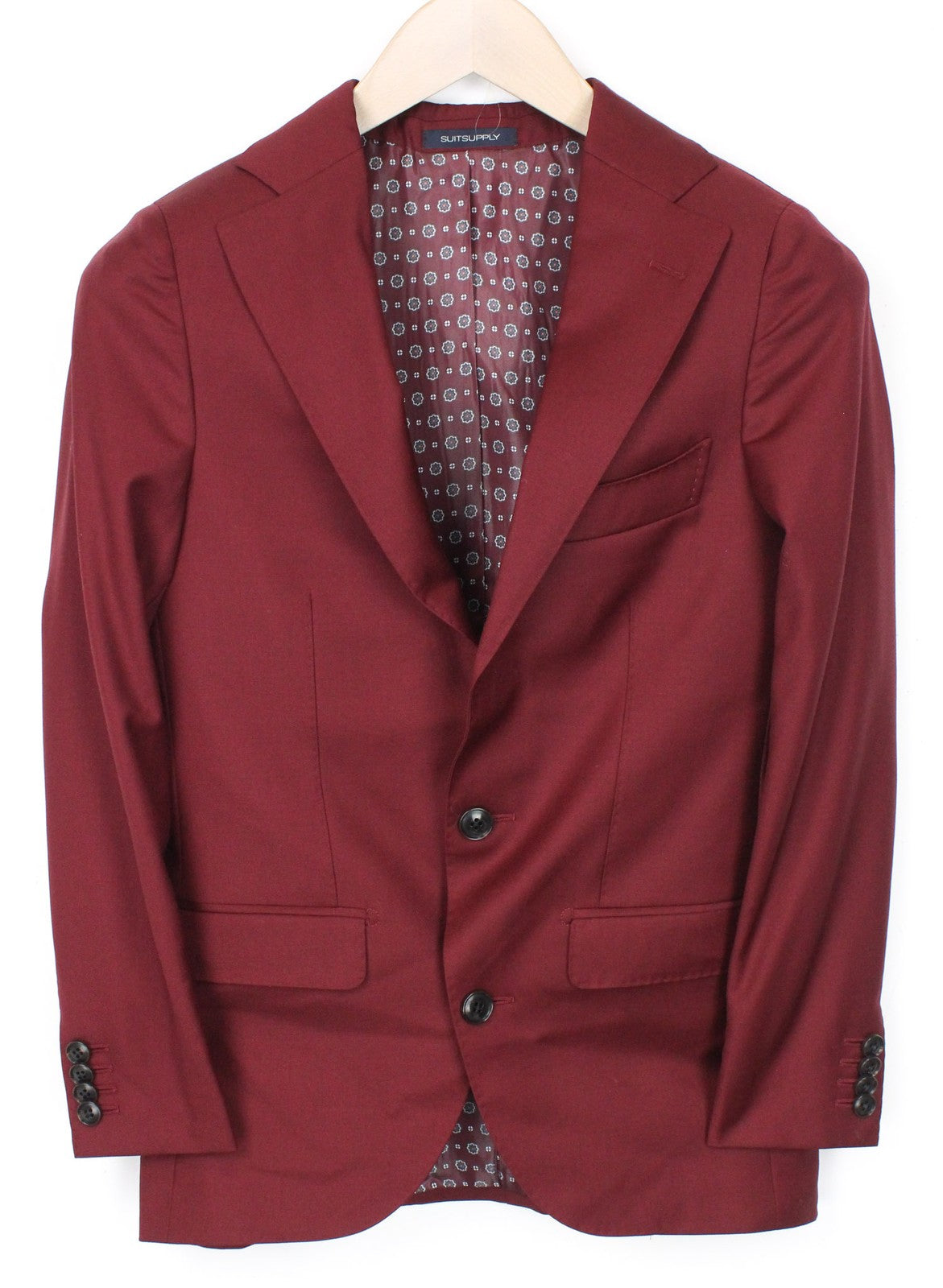 SUITSUPPLY La Spalla Men Blazer UK30R Red Pure Wool Single-Breasted Formal