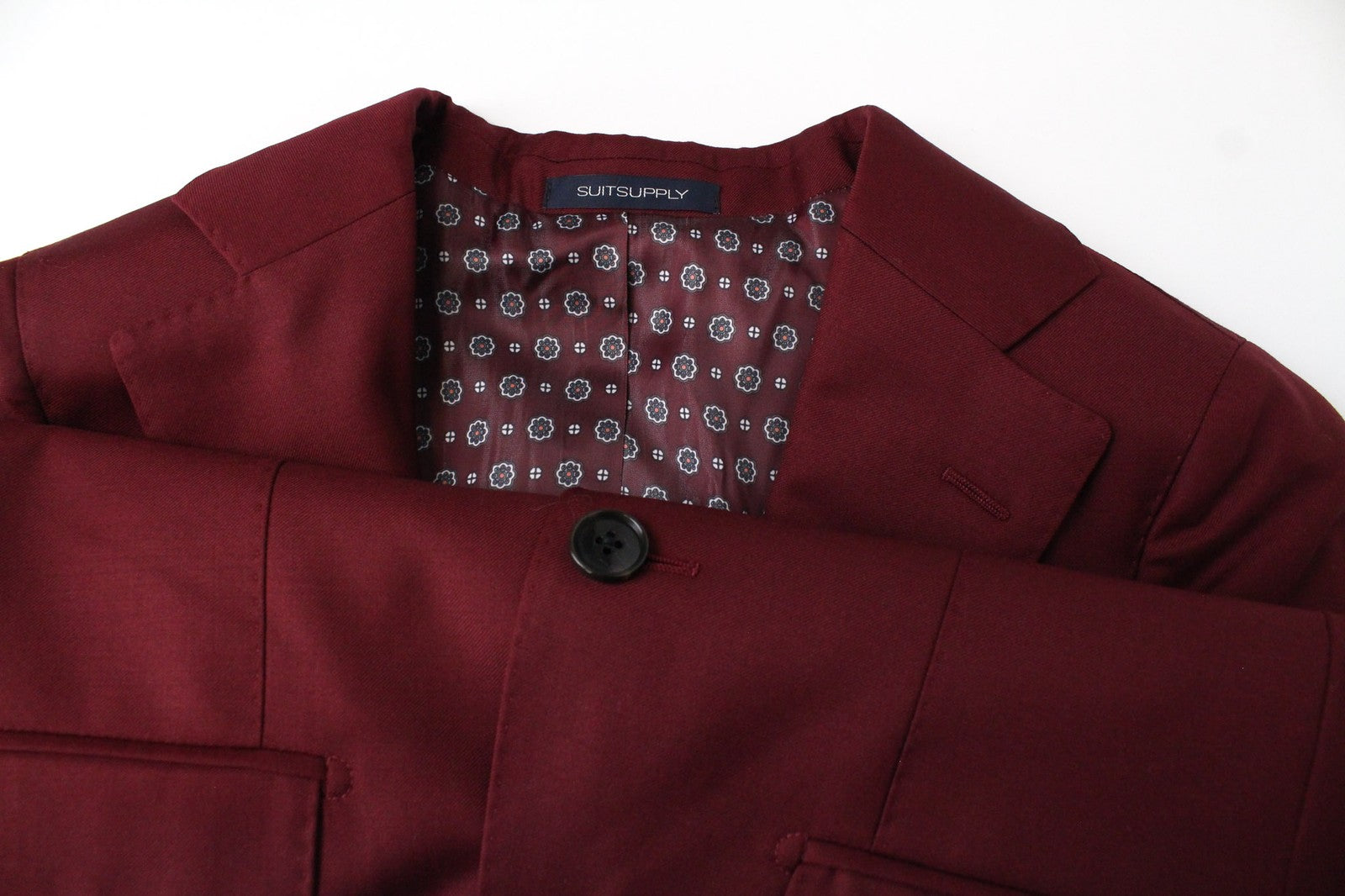 SUITSUPPLY La Spalla Men Blazer UK30R Red Pure Wool Single-Breasted Formal