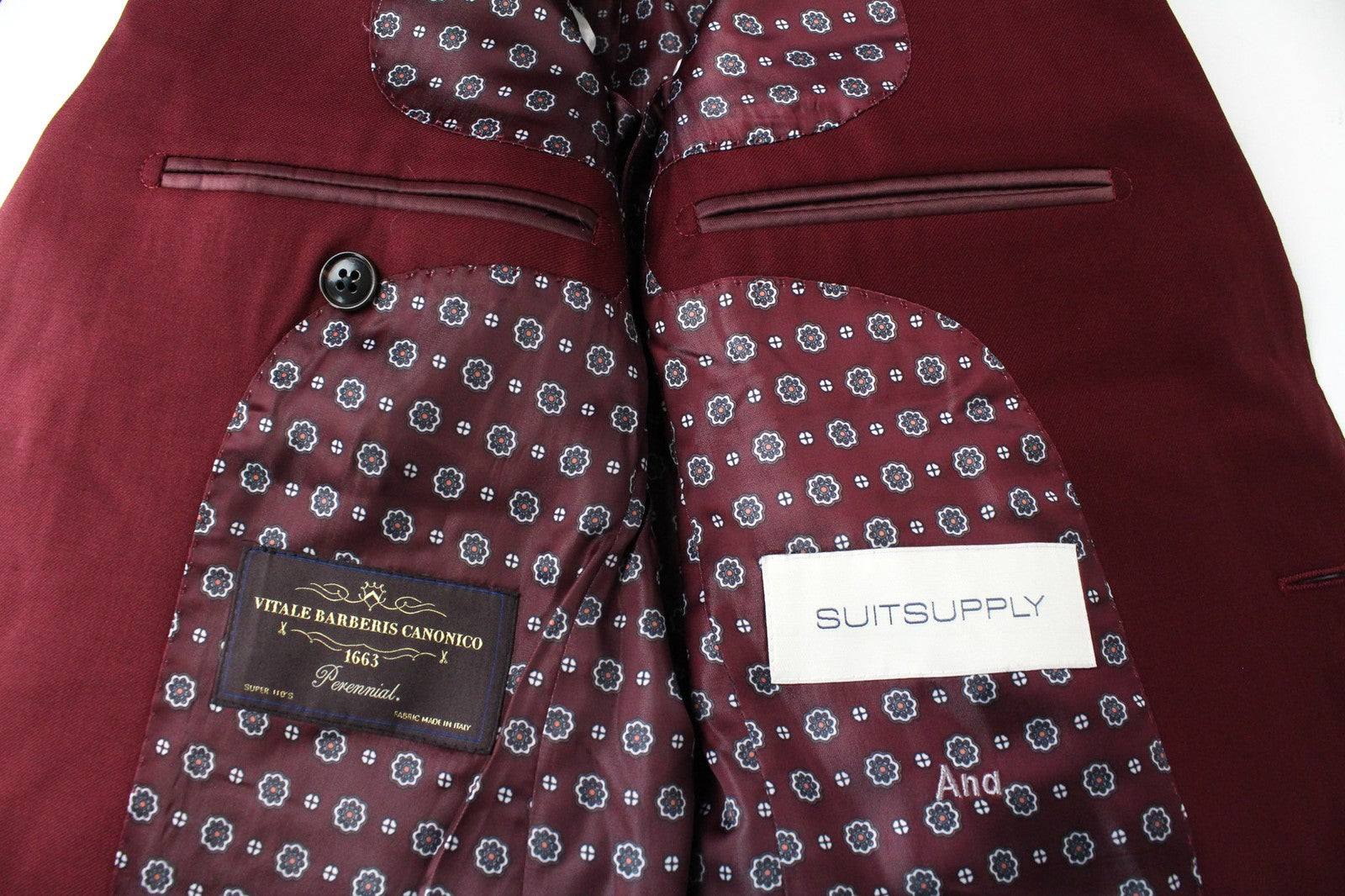 SUITSUPPLY La Spalla Men Blazer UK30R Red Pure Wool Single-Breasted Formal