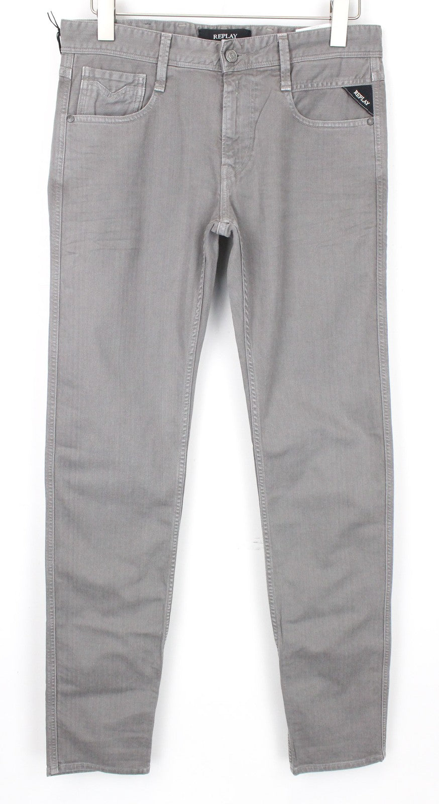 REPLAY Anbass Men Jeans W30/L34 Grey Slim Fit Cotton Stretch 5-Pocket Casual
