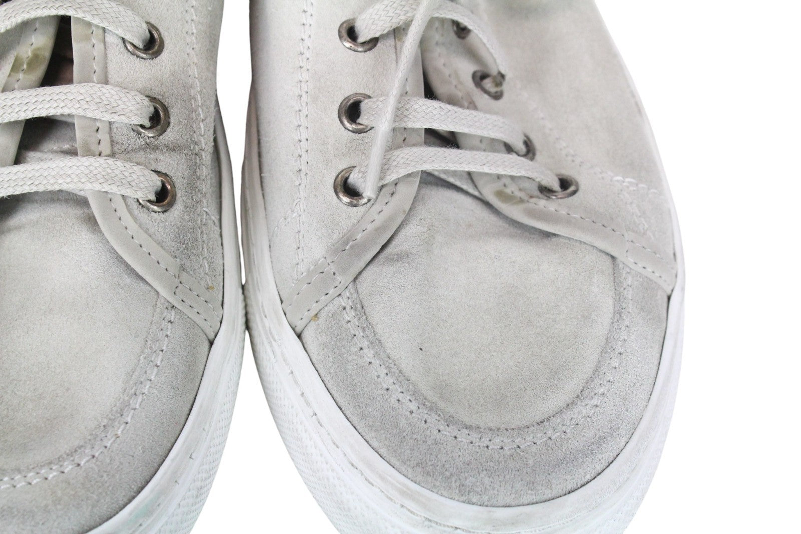SUITSUPPLY Men Trainers EU44 Grey Low-Top Laced Casual Suede Sneakers