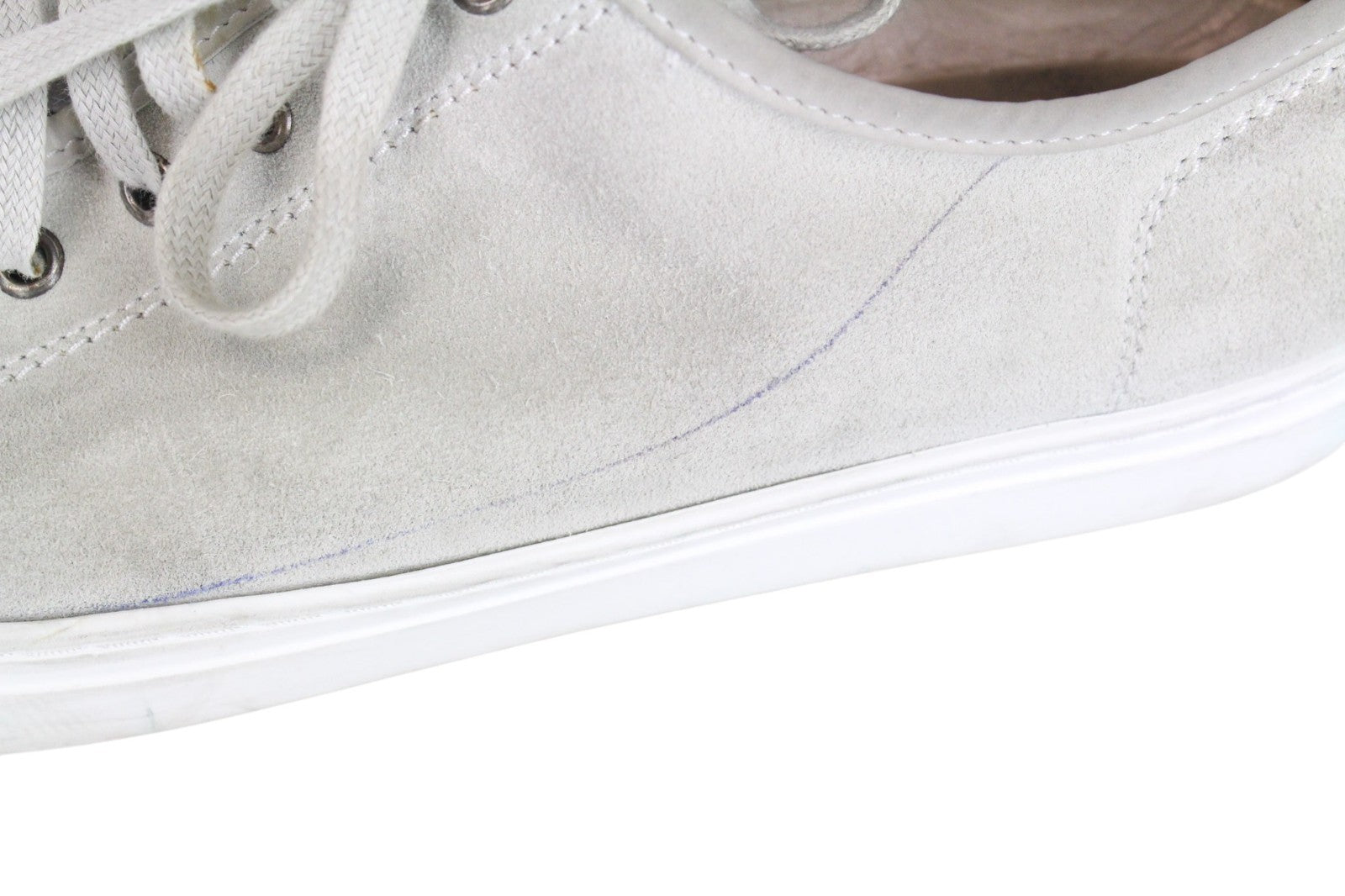 SUITSUPPLY Men Trainers EU44 Grey Low-Top Laced Casual Suede Sneakers