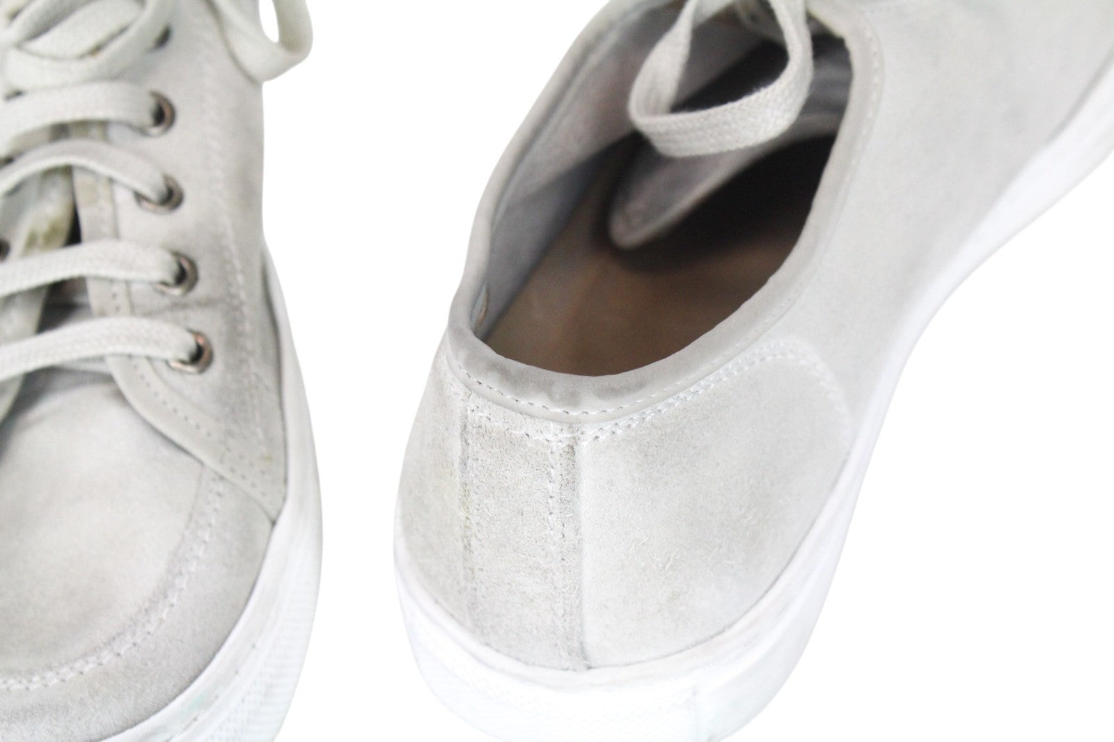 SUITSUPPLY Men Trainers EU44 Grey Low-Top Laced Casual Suede Sneakers
