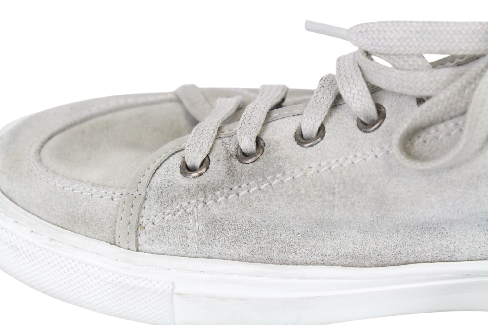 SUITSUPPLY Men Trainers EU44 Grey Low-Top Laced Casual Suede Sneakers