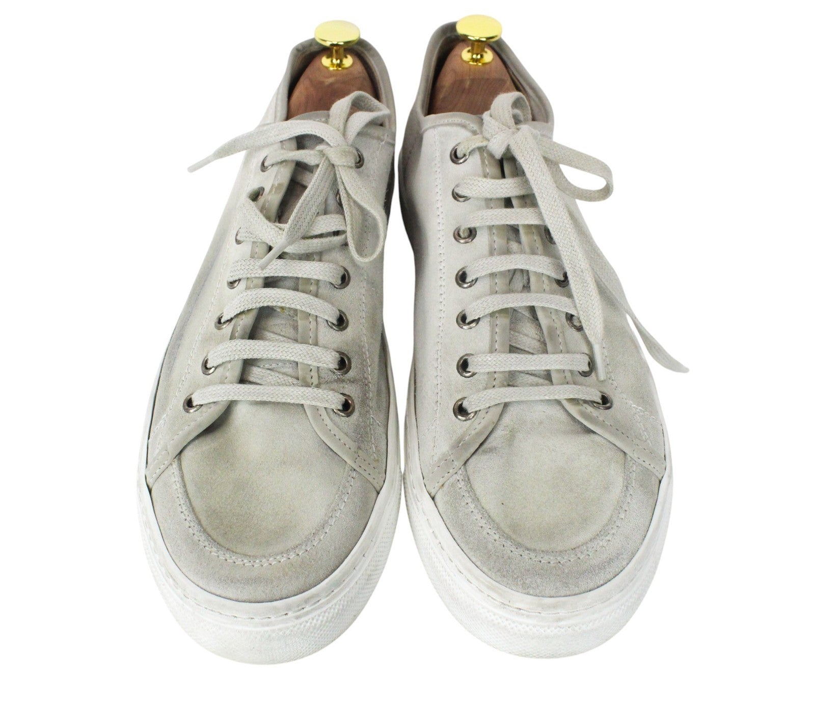 SUITSUPPLY Men Trainers EU44 Grey Low-Top Laced Casual Suede Sneakers