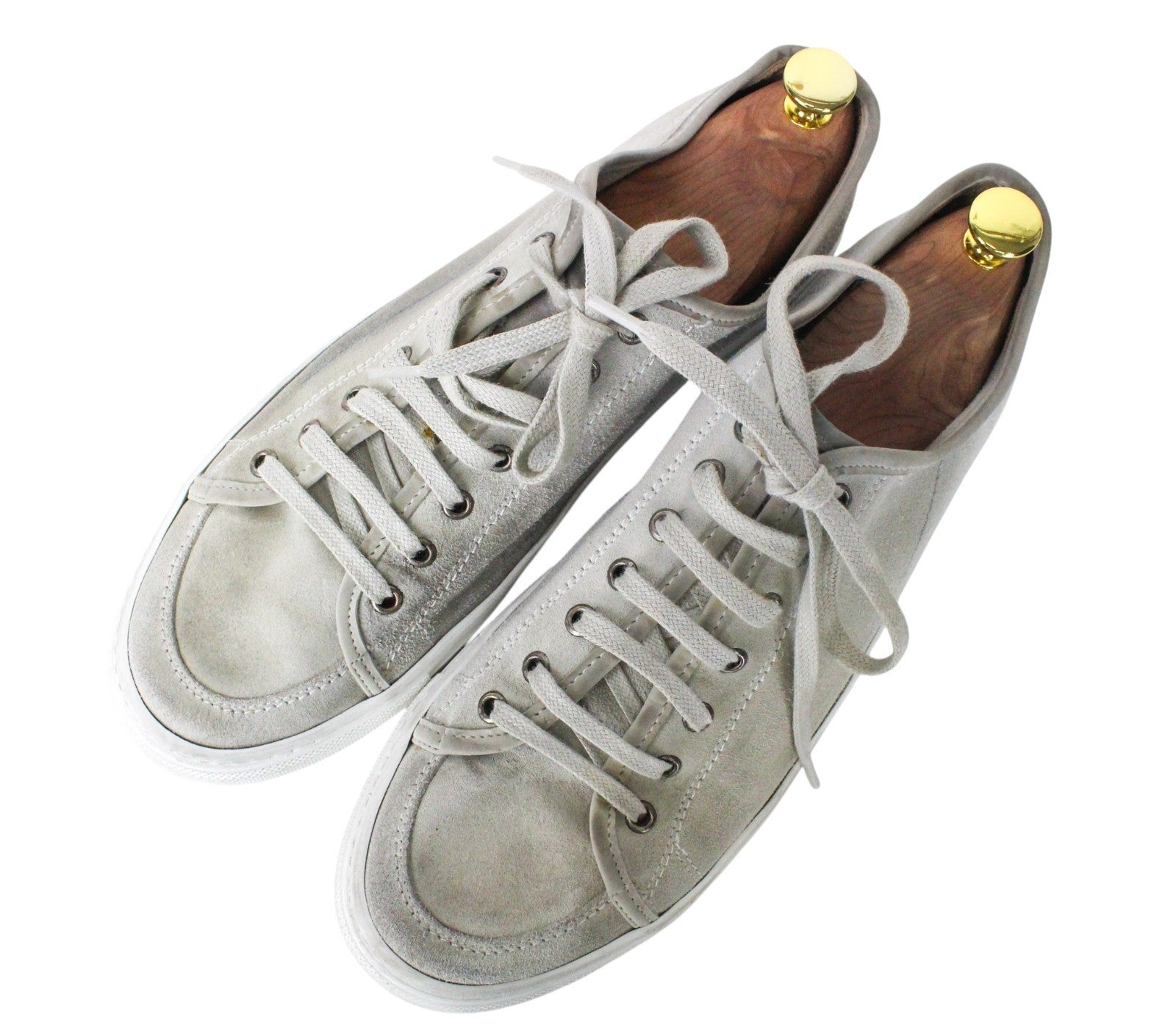 SUITSUPPLY Men Trainers EU44 Grey Low-Top Laced Casual Suede Sneakers
