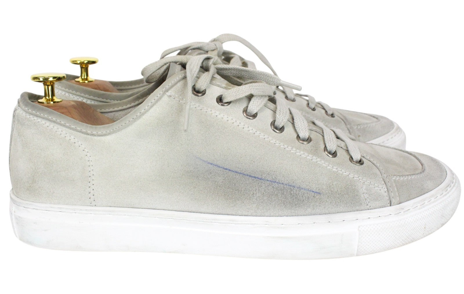 SUITSUPPLY Men Trainers EU44 Grey Low-Top Laced Casual Suede Sneakers