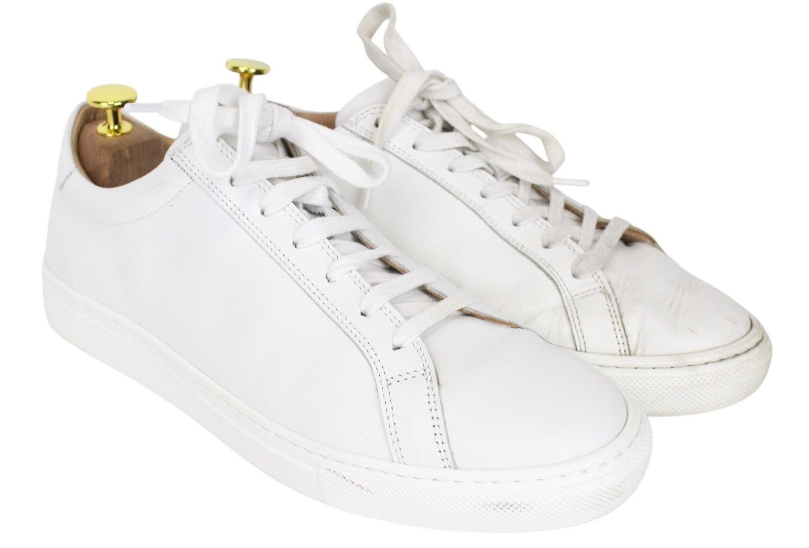 SUITSUPPLY Men Trainers EU42 White Genuine Leather Low-Top Laced Sneakers