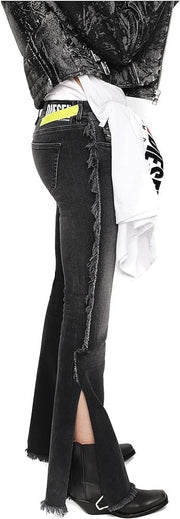 DIESEL D-Ebbey-F 081AH Women Jeans W25/L32 Bootcut Grey Low Waist Cotton Stretch