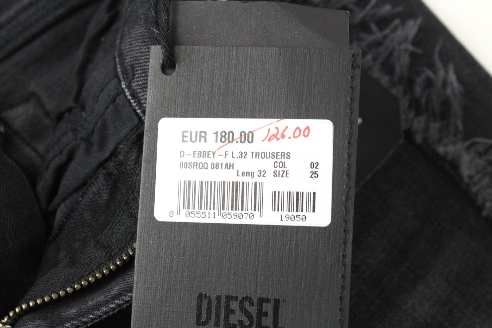 DIESEL D-Ebbey-F 081AH Women Jeans W25/L32 Bootcut Grey Low Waist Cotton Stretch