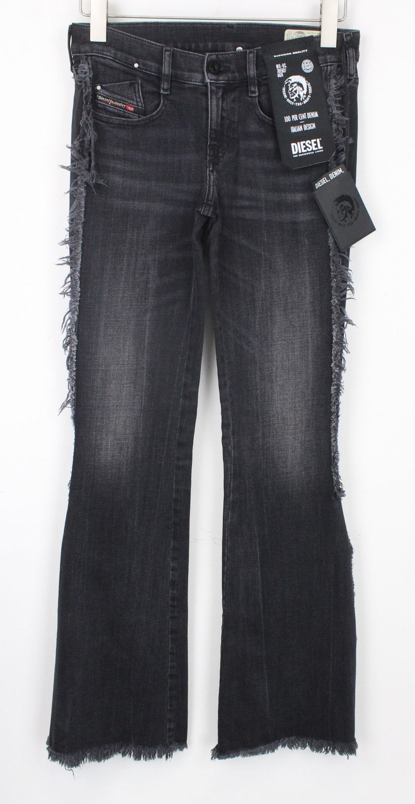 DIESEL D-Ebbey-F 081AH Women Jeans W25/L32 Bootcut Grey Low Waist Cotton Stretch