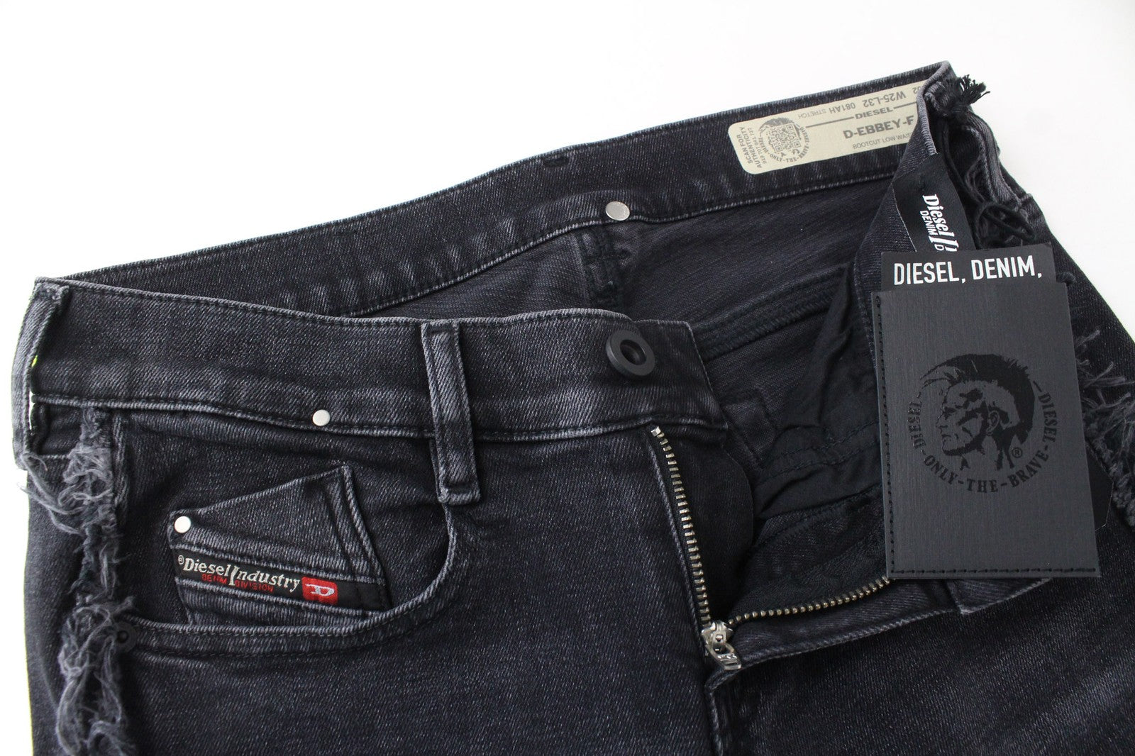 DIESEL D-Ebbey-F 081AH Women Jeans W25/L32 Bootcut Grey Low Waist Cotton Stretch