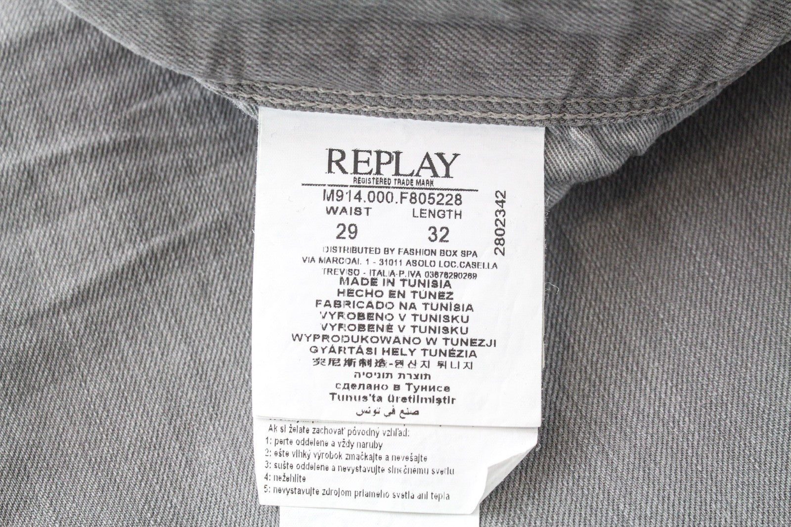 REPLAY Anbass Men Jeans W29/L32 Slim Fit Casual Cotton Stretch Grey 5-Pocket