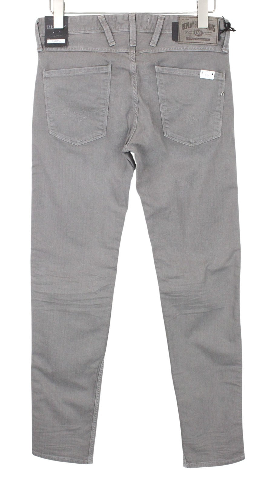 REPLAY Anbass Men Jeans W30/L34 Slim Fit Denim Cotton Stretch Grey