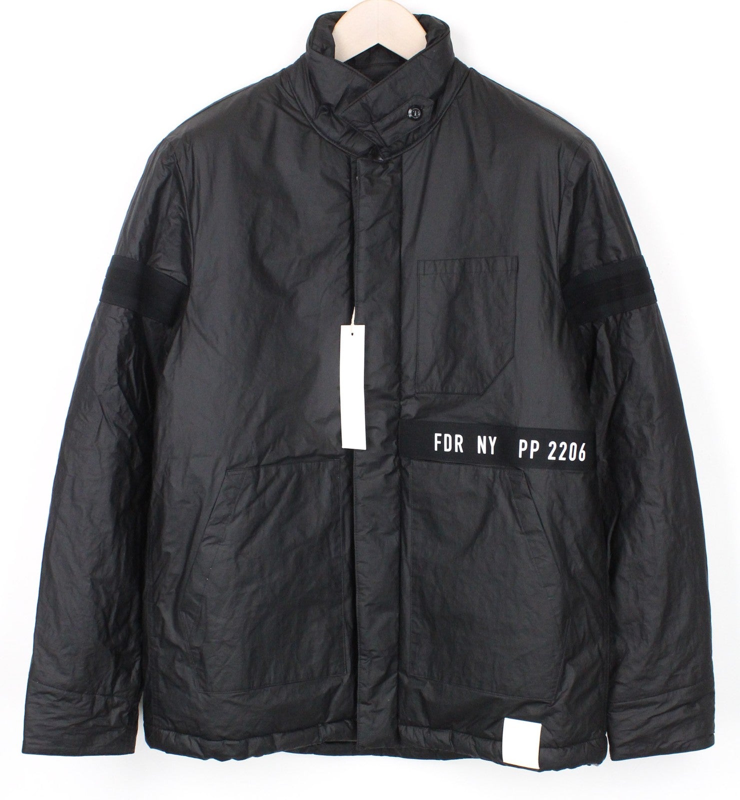 REPLAY Men Jacket L Black Lined Padded Zipped Snaps Long Sleeved Casual