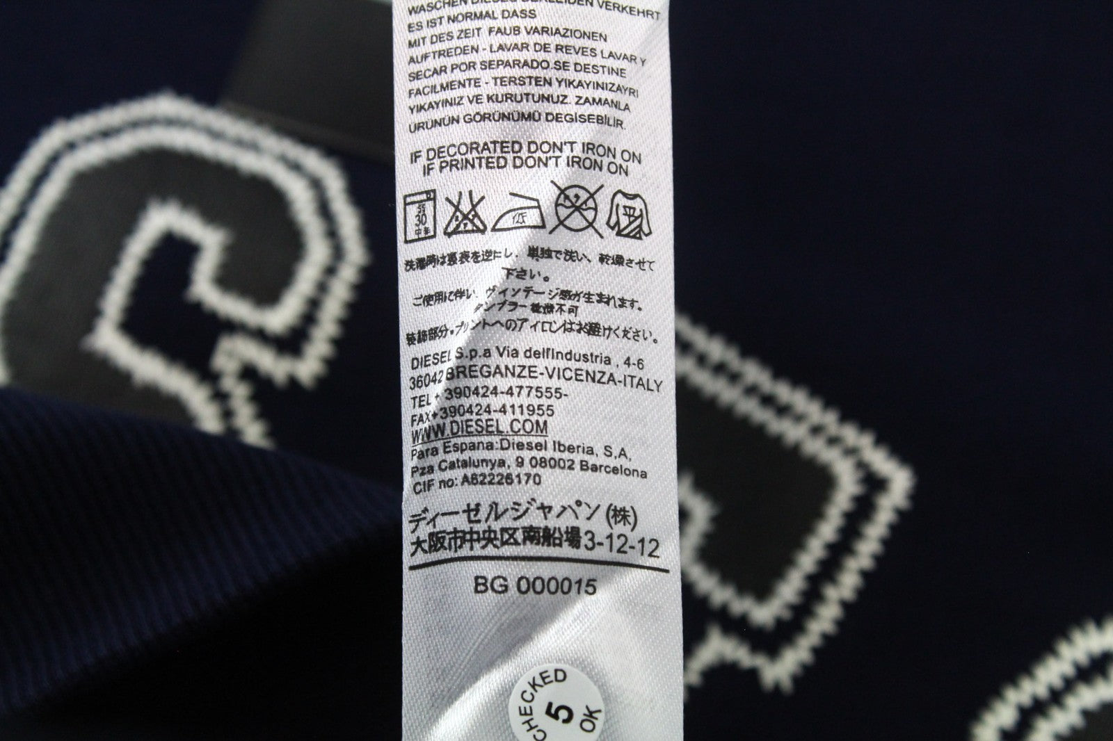 DIESEL S-Joe-B Felpa Men Sweatshirt L Navy Blue Crew Neck Fleece Classic Jersey