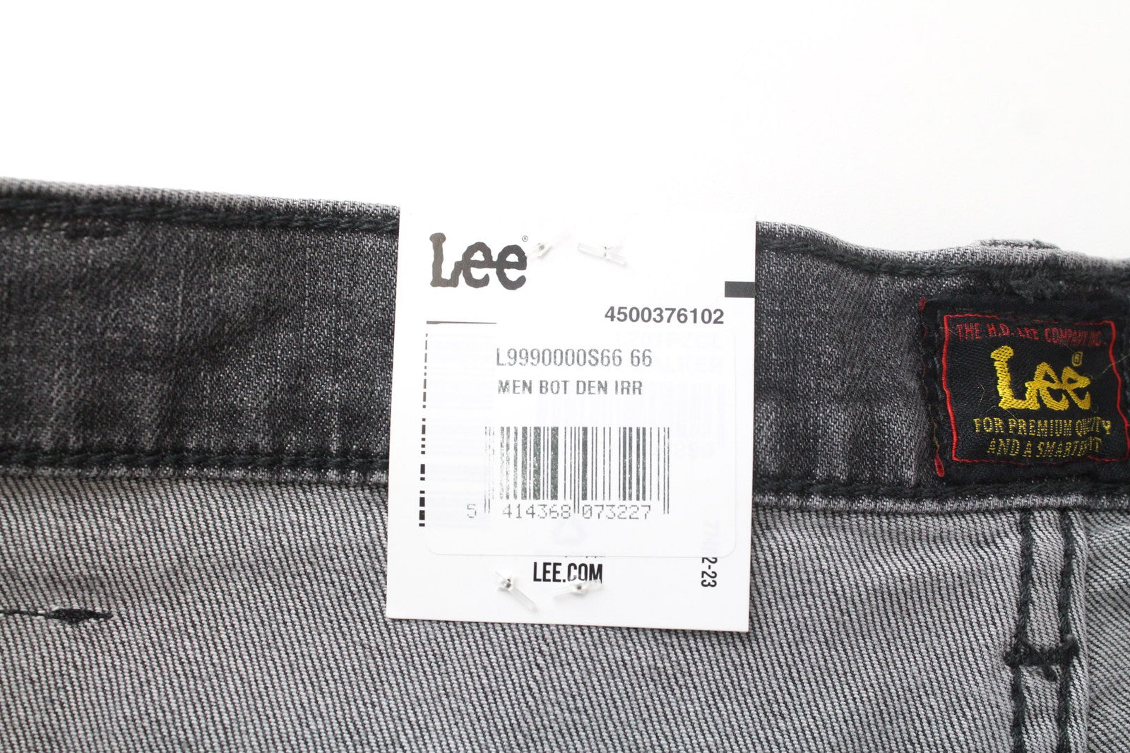 LEE Rider Men Jeans W33/L32 Mid Grey Slim Zip-Fly Stretch Cotton Mix Classic