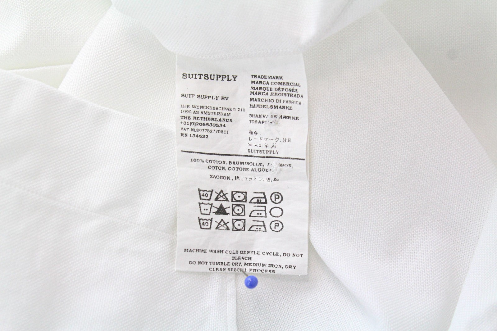 SUITSUPPLY Men Shirt M Slim White Pure Cotton Classic Long Sleeve Twill