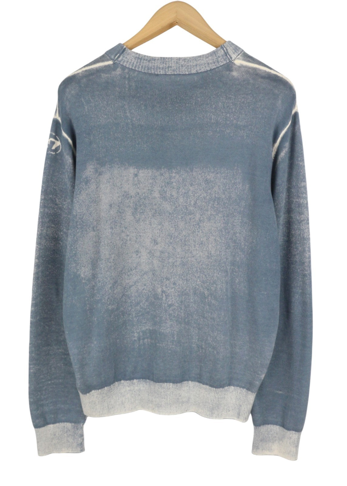 DIESEL K-Larence-B Men Jumper L Blue Faded Cotton Knit Pull On RRP225