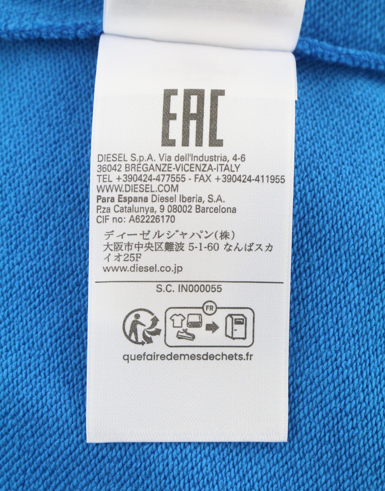 DIESEL S-Macs-Hood-G7 Men Hoodie M Blue Patterned Kangaroo Pocket RRP175