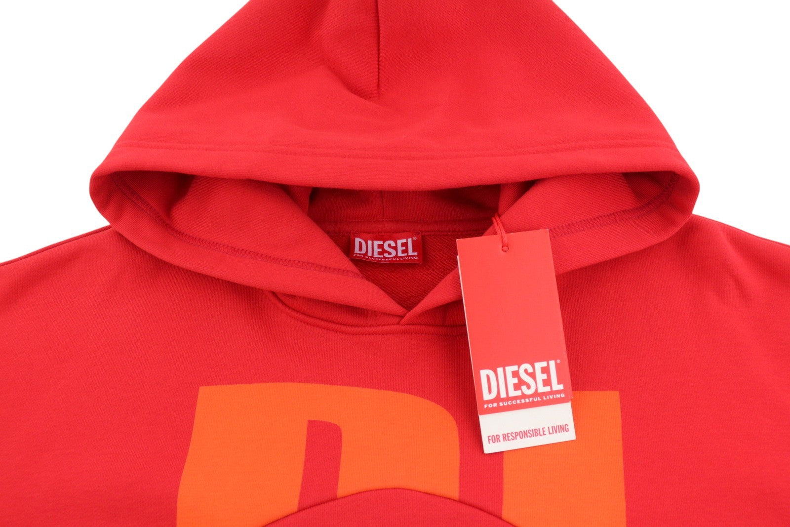 DIESEL S-Boxt-Hood-Circle Men Hoodie L Red Long Sleeve Pull On RRP185