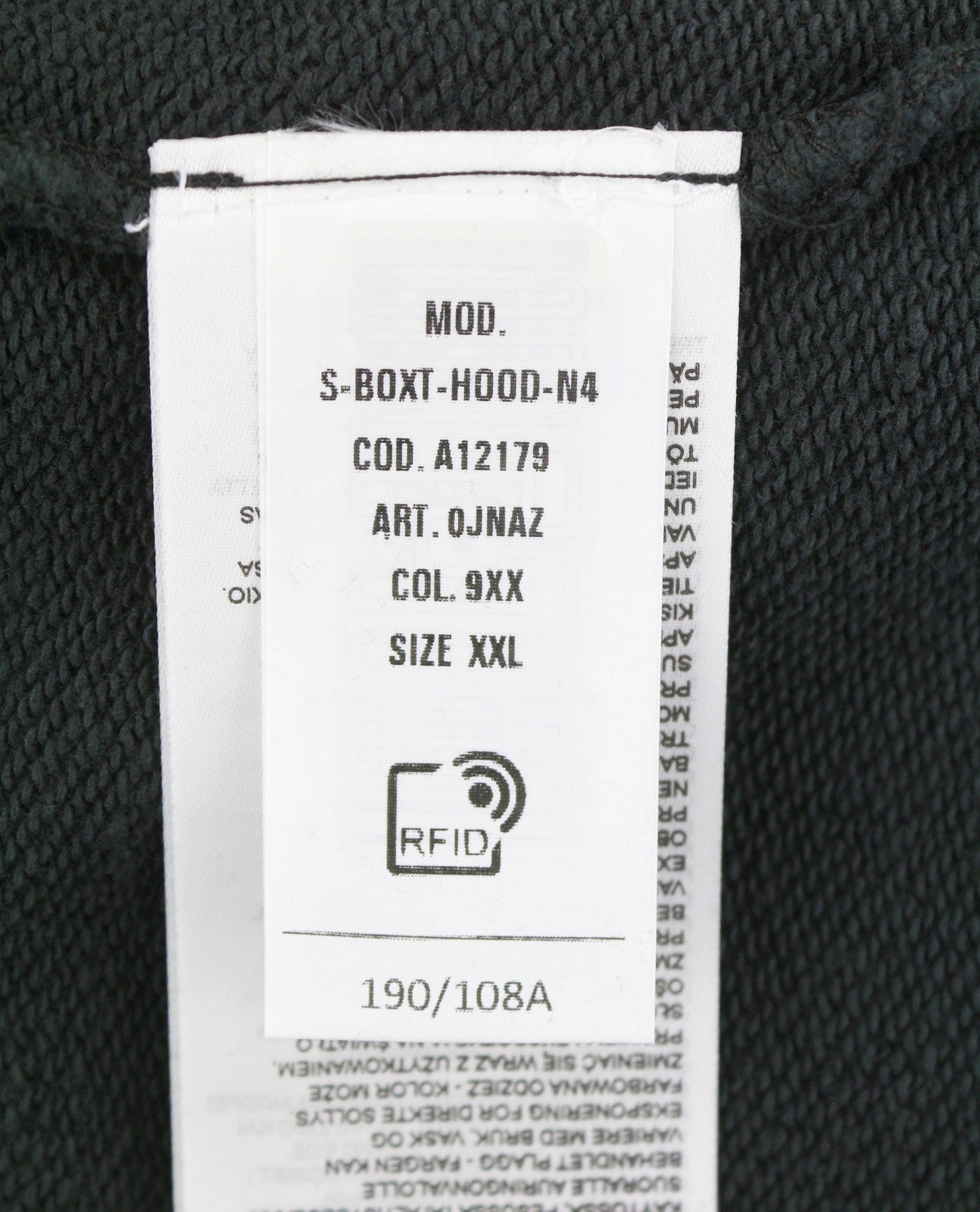 DIESEL S-Boxt-Hood-N4 Men Hoodie 2XL Dark Grey Oversized Distress Pull On RRP195