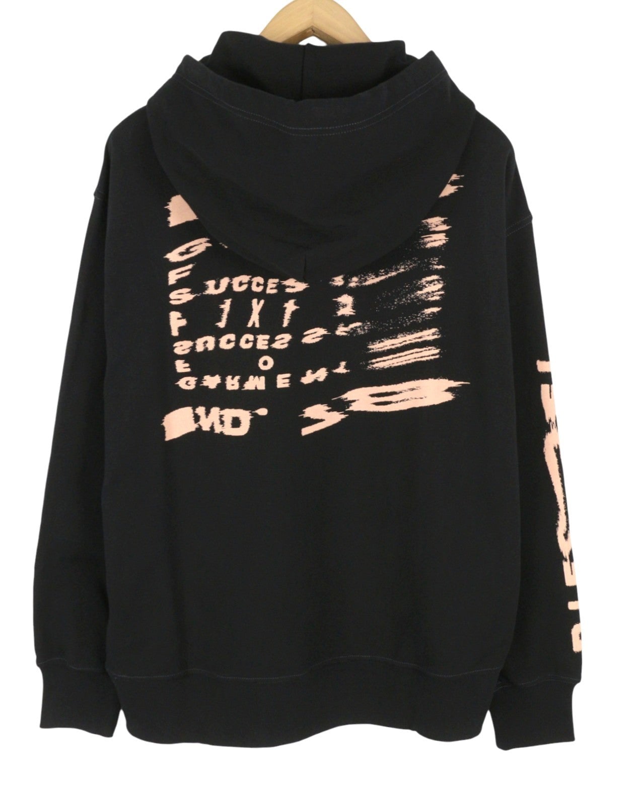 DIESEL S-Macs-Hood-G7 Men Hoodie L Black Patterned Kangaroo Pocket RRP175