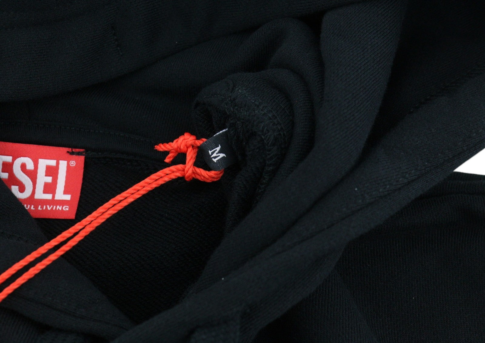 DIESEL S-Ginn-Hood-D Men Hoodie M Black Kangaroo Pocket Pull On RRP175