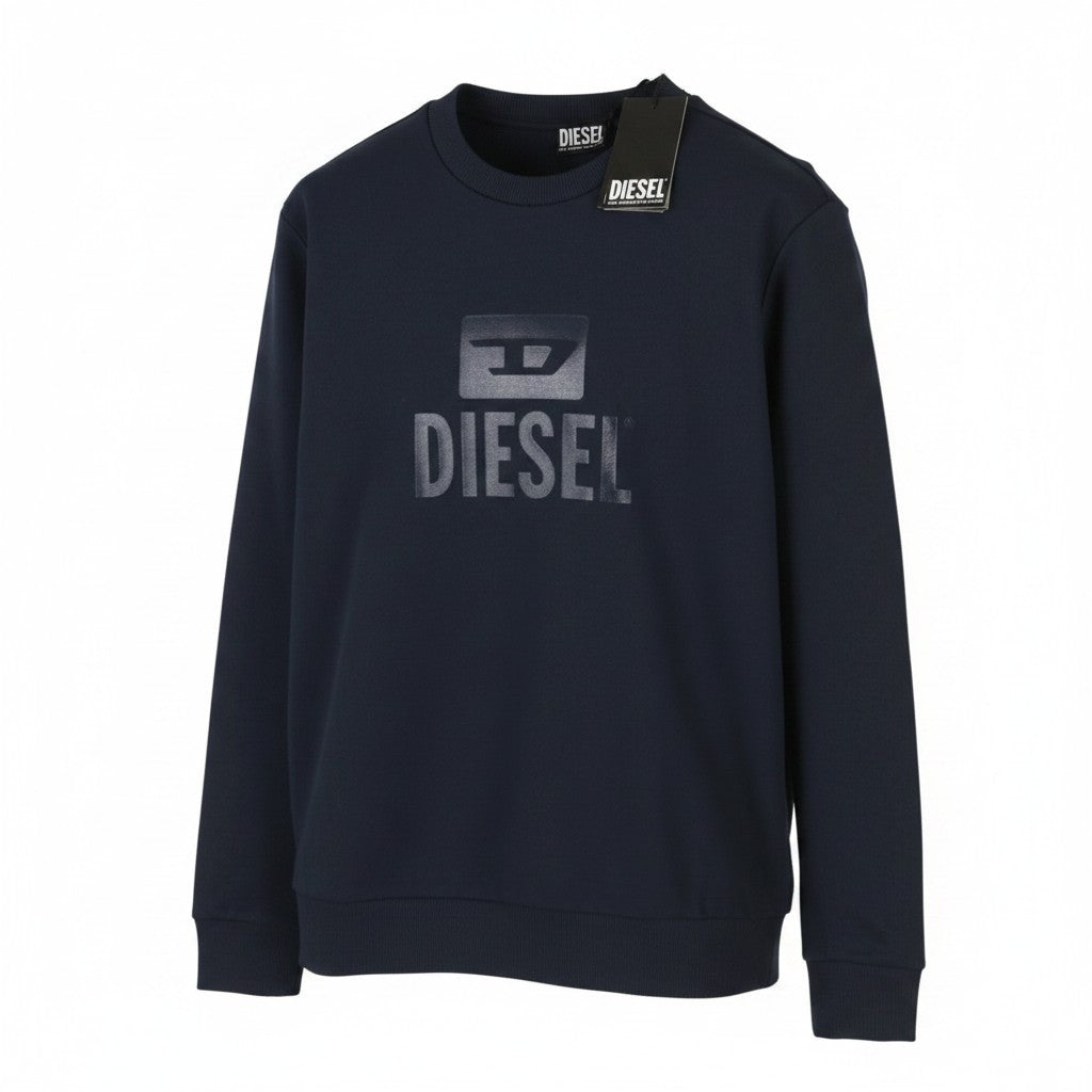 DIESEL S-Gir-Crewneck Tone On Tone Men Sweatshirt 2XL Dark Blue Pull On RRP125