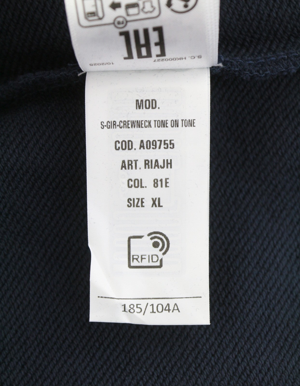 DIESEL S-Gir-Crewneck Tone On Tone Men Sweatshirt XL Dark Blue Pull On RRP125