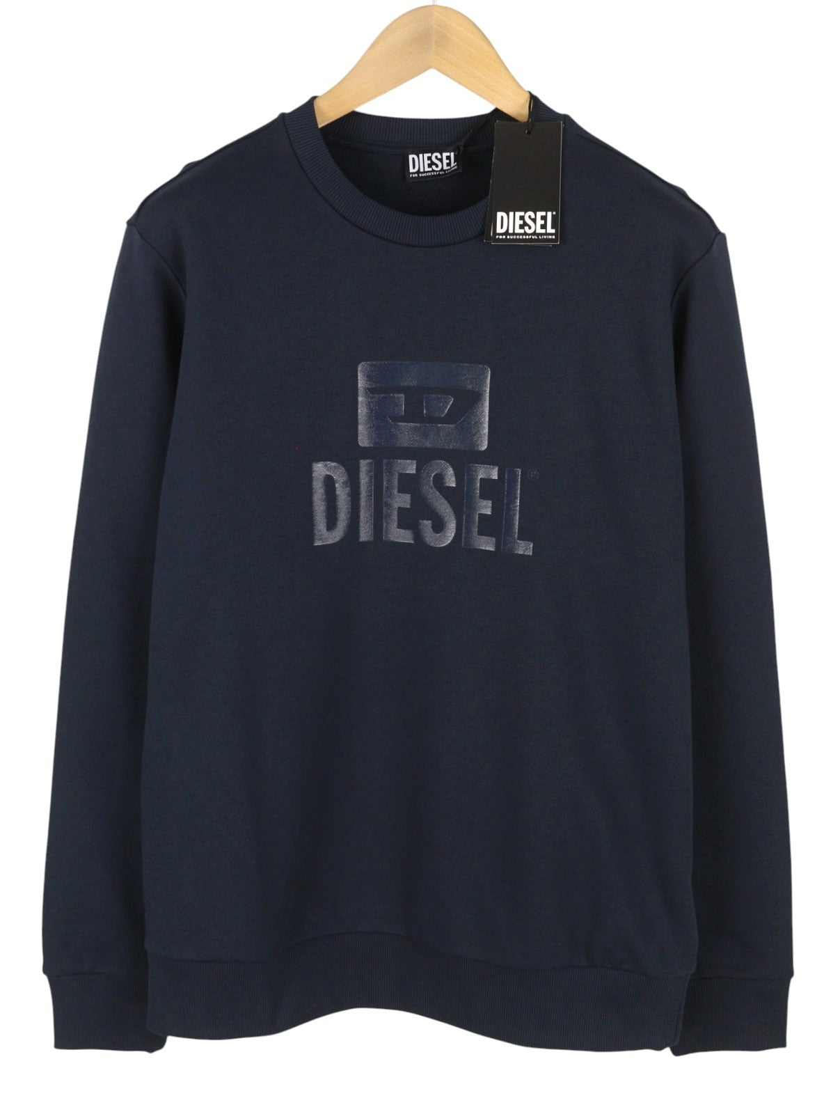 DIESEL S-Gir-Crewneck Tone On Tone Men Sweatshirt XL Dark Blue Pull On RRP125