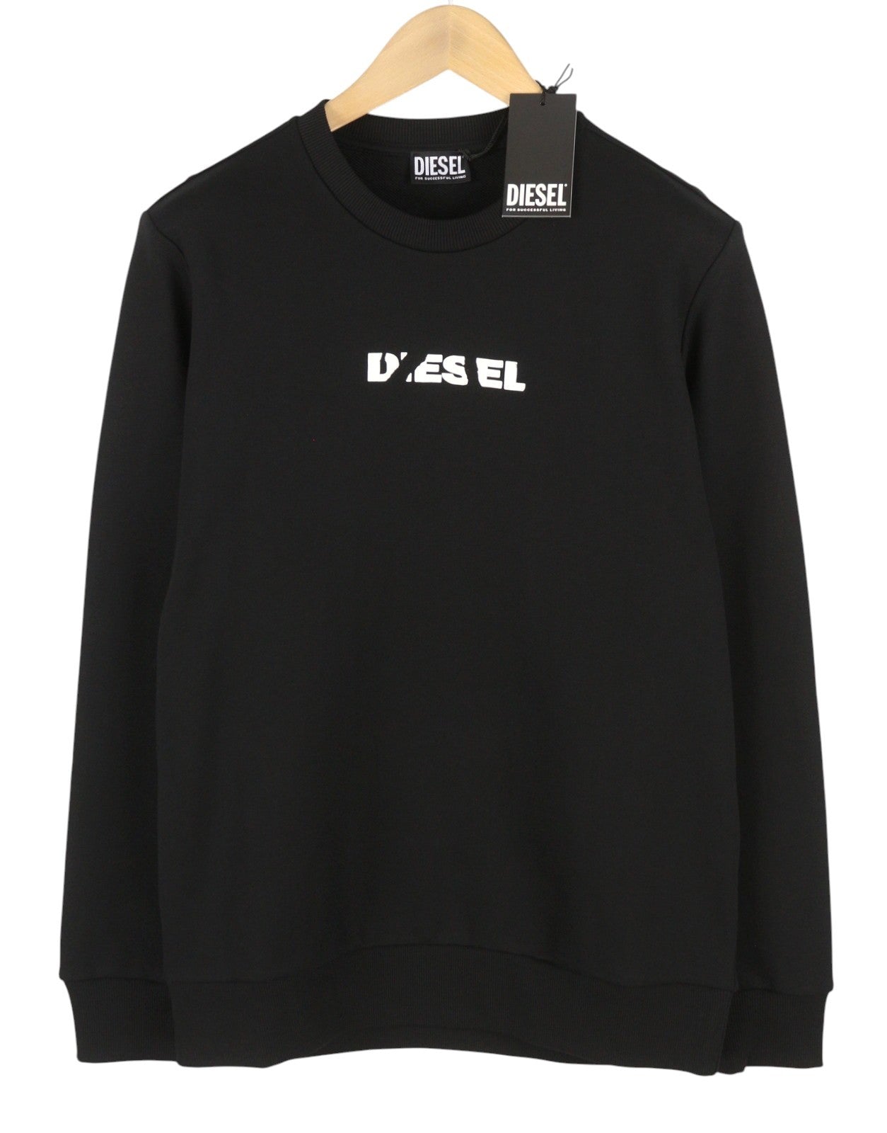 DIESEL S-Gir 250238 Off Men Sweatshirt L Black Crew Neck Pull On RRP125