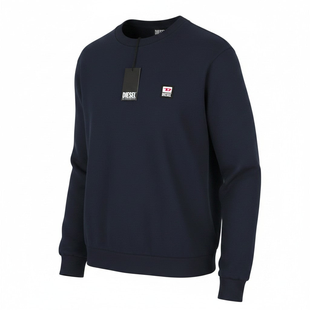 DIESEL S-Girk-K12 Men Sweatshirt 2XL Dark Blue Crew Neck Long Sleeve Pull On