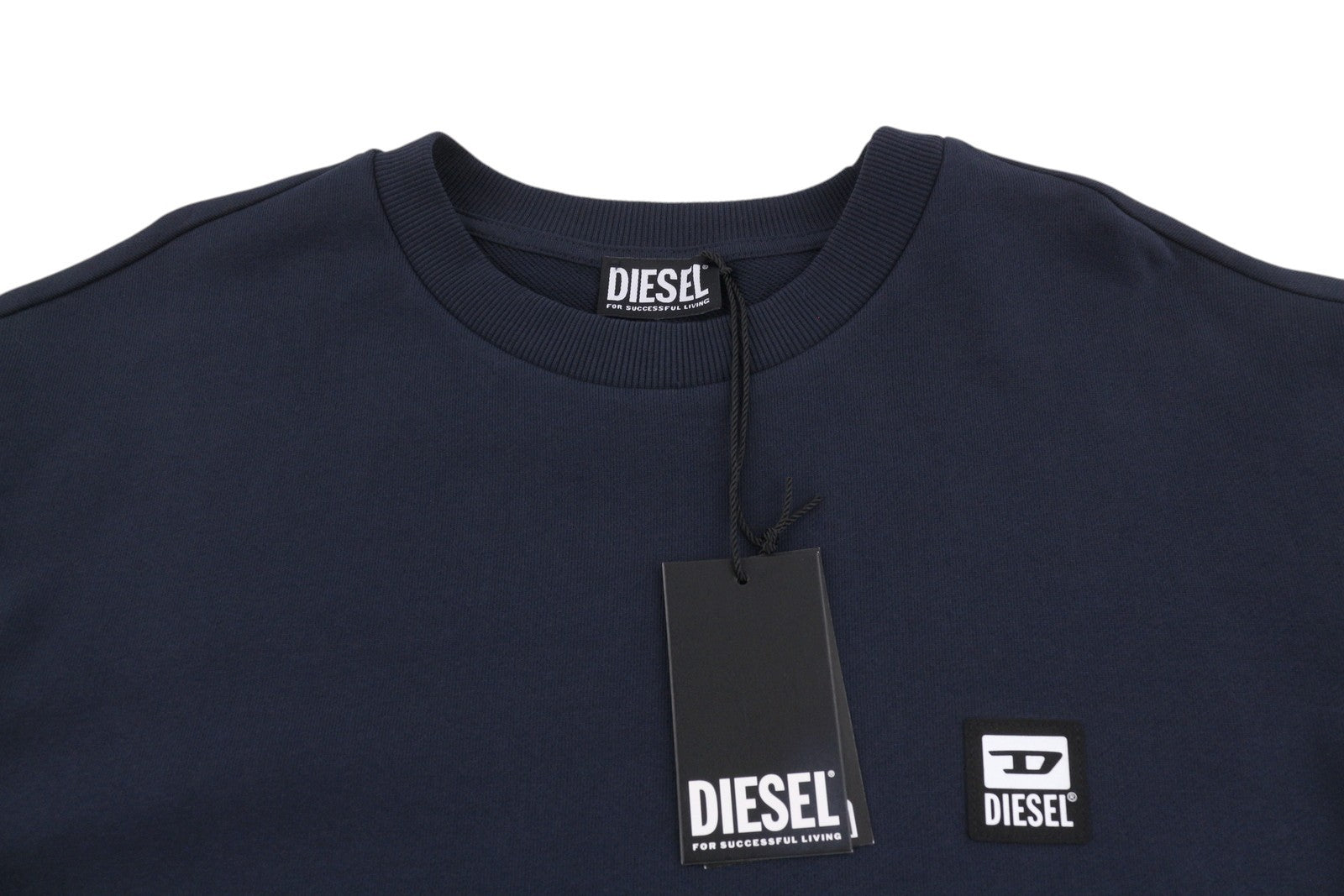 DIESEL S-Girk-K12 Men Sweatshirt 2XL Dark Blue Crew Neck Long Sleeve Pull On