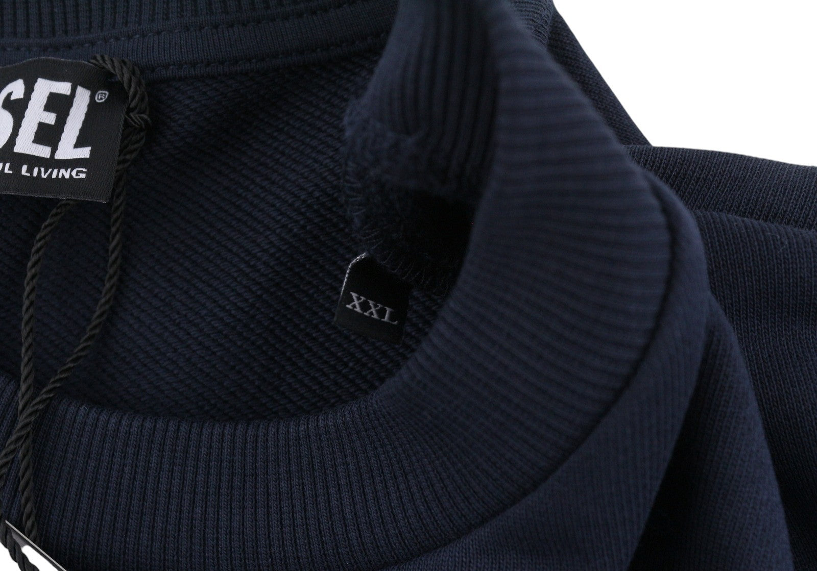 DIESEL S-Girk-K12 Men Sweatshirt 2XL Dark Blue Crew Neck Long Sleeve Pull On