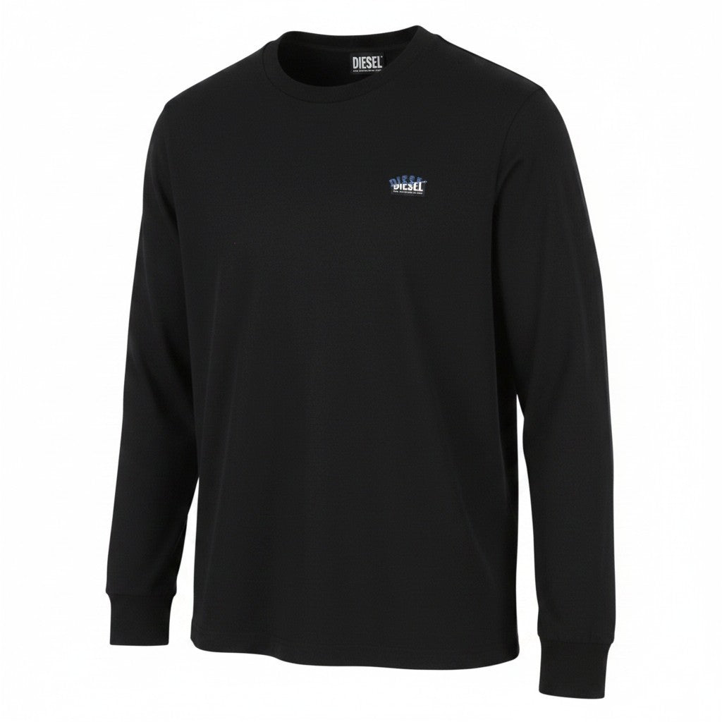 DIESEL T-Just-LS-Situation Men T-Shirt 3XL Black Cotton Crew Neck Long Sleeve