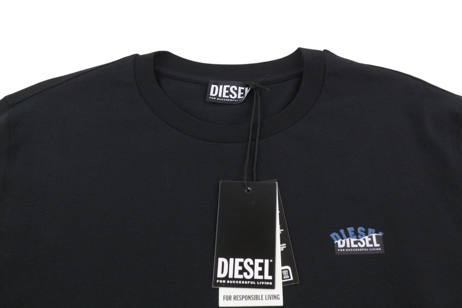 DIESEL T-Just-LS-Situation Men T-Shirt 3XL Black Cotton Crew Neck Long Sleeve