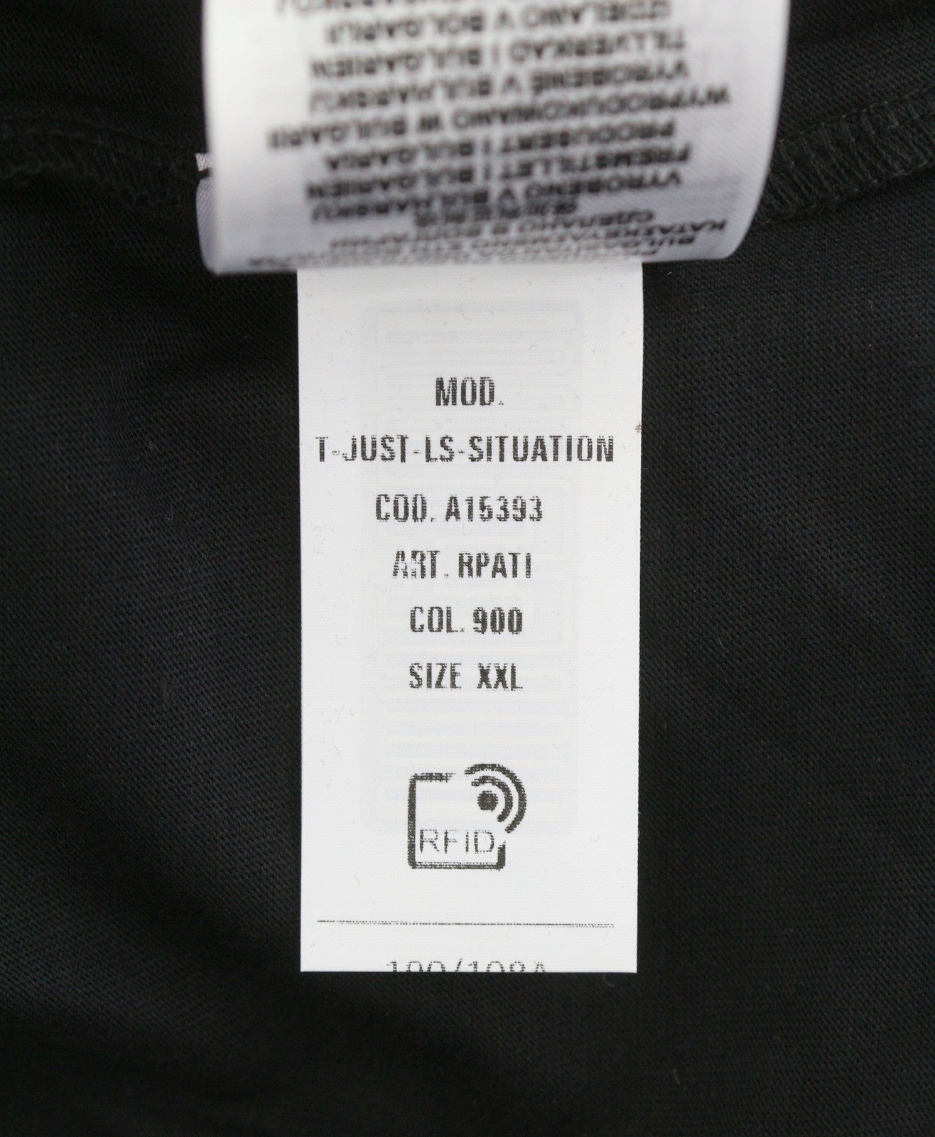 DIESEL T-Just-LS-Situation Men T-Shirt 2XL Black Cotton Crew Neck Long Sleeve
