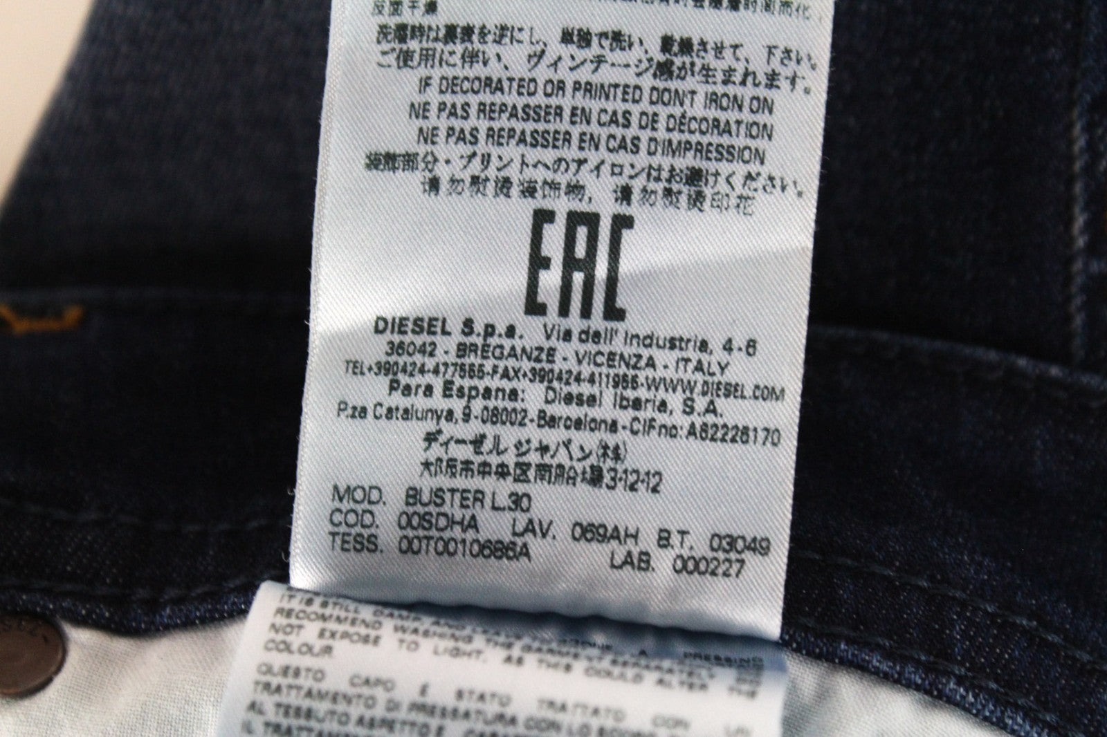 DIESEL Buster 069AH Men Jeans W27/L30 Boys Slim Tapered Cotton Stretch Blue