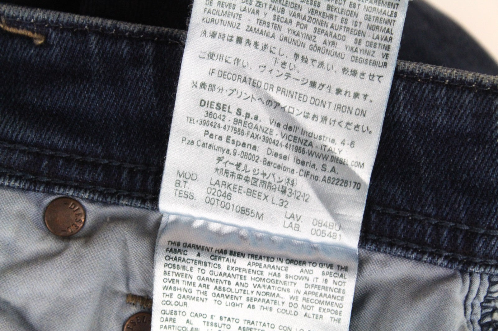 DIESEL Larkee-Beex 084BU Men Jeans W28/L32 Tapered Cotton Stretch Blue Washed
