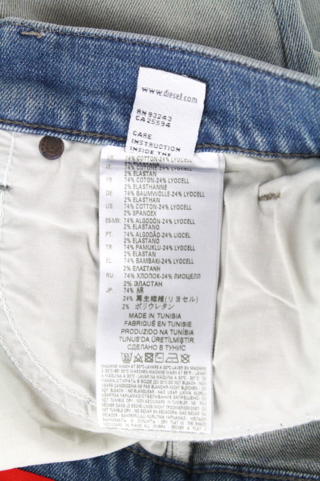 DIESEL D-Strukt 081AP Men Jeans W28/L30 Tapered Fit Washed Blue Cotton Stretch
