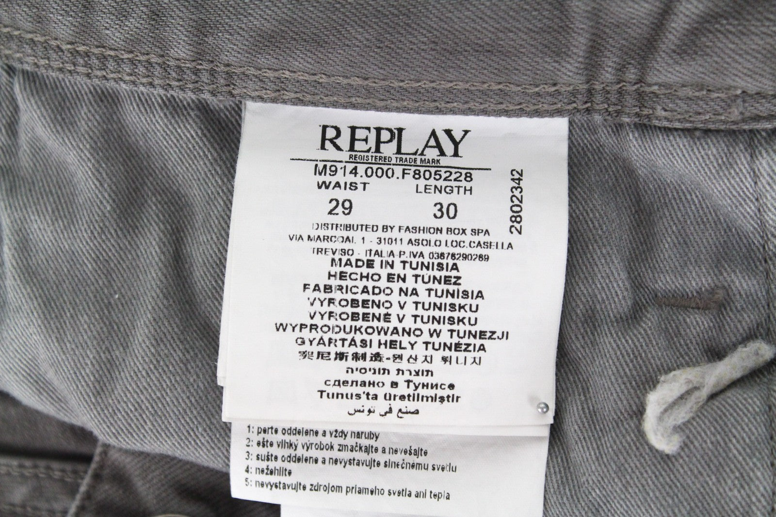 REPLAY Anbass Men Jeans W29/L30 Slim Fit Casual Denim Grey Cotton Stretch