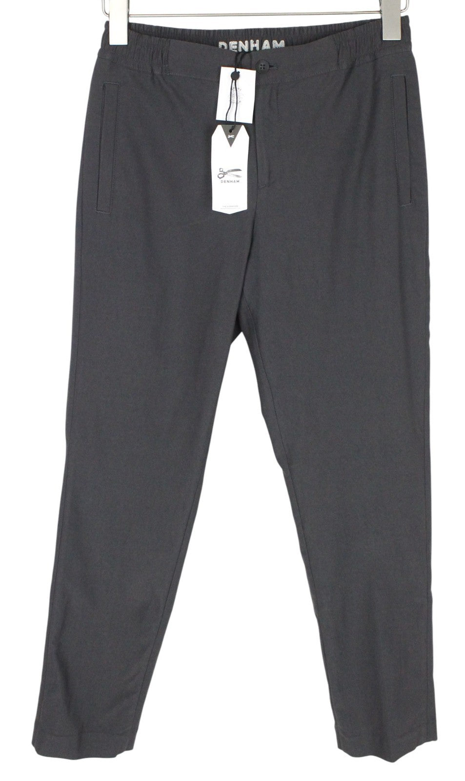 DENHAM Preston Women Trousers S Grey Stretch Pleated Front Formal Zipped